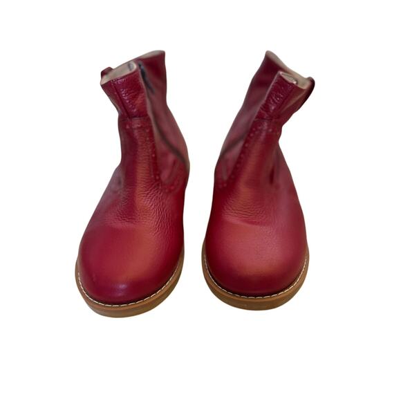 Elephantito Red Leather Zip Up Boots - US Size 1 - Picture 1 of 4